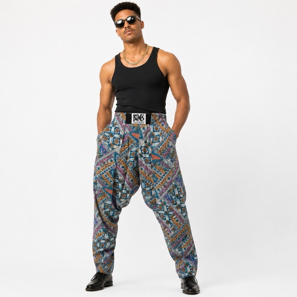 Vtg Dunes Pacific Beach Pants Mens L MC Hammer Floral Tapered Muscle Punk USA